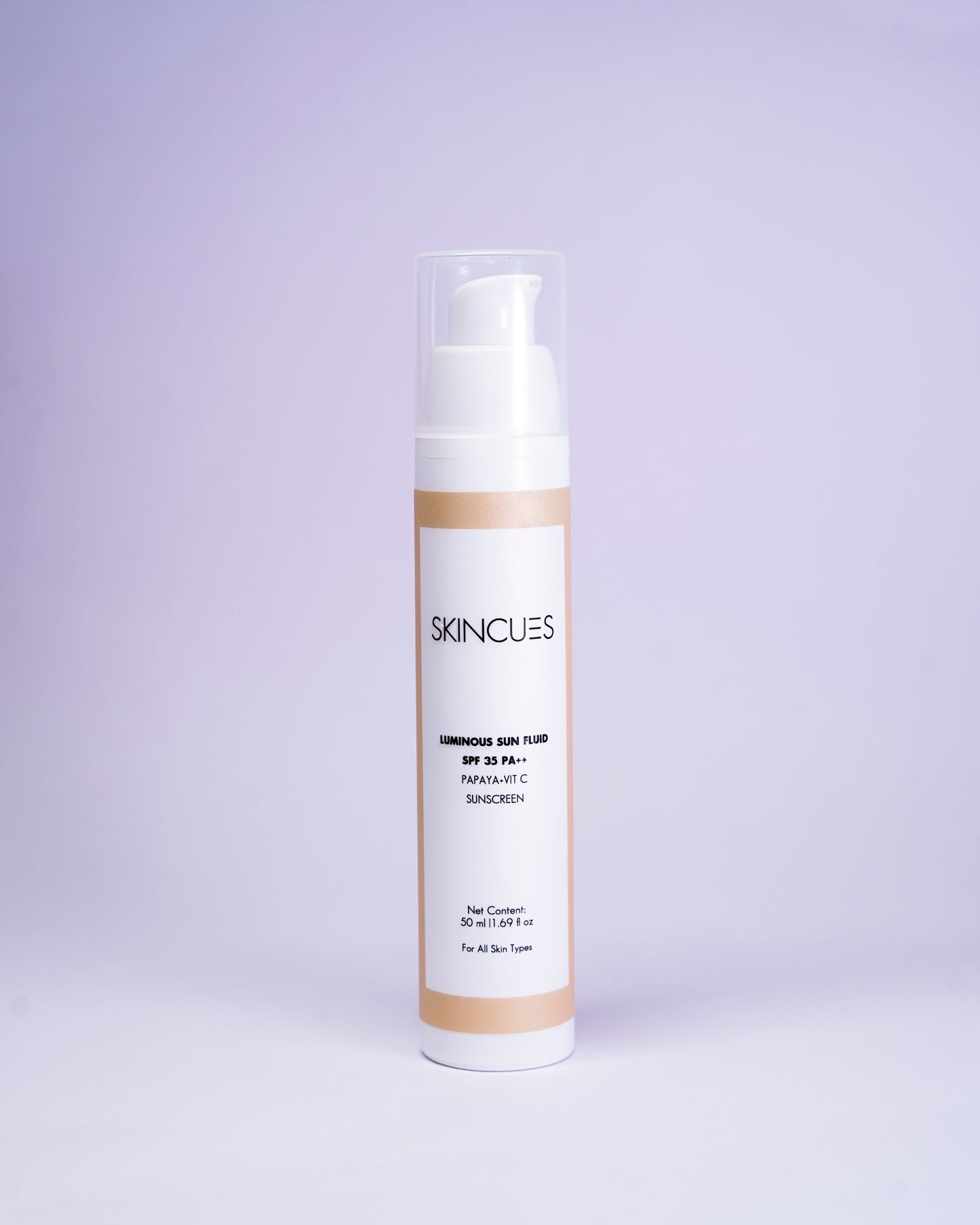 Skincues Luminous Sun Fluid SPF 35 PA++ | Sunscreen for All Skin Types | Papaya-Vit C Sunscreen | Ultimate Sun Protection | 50 ML