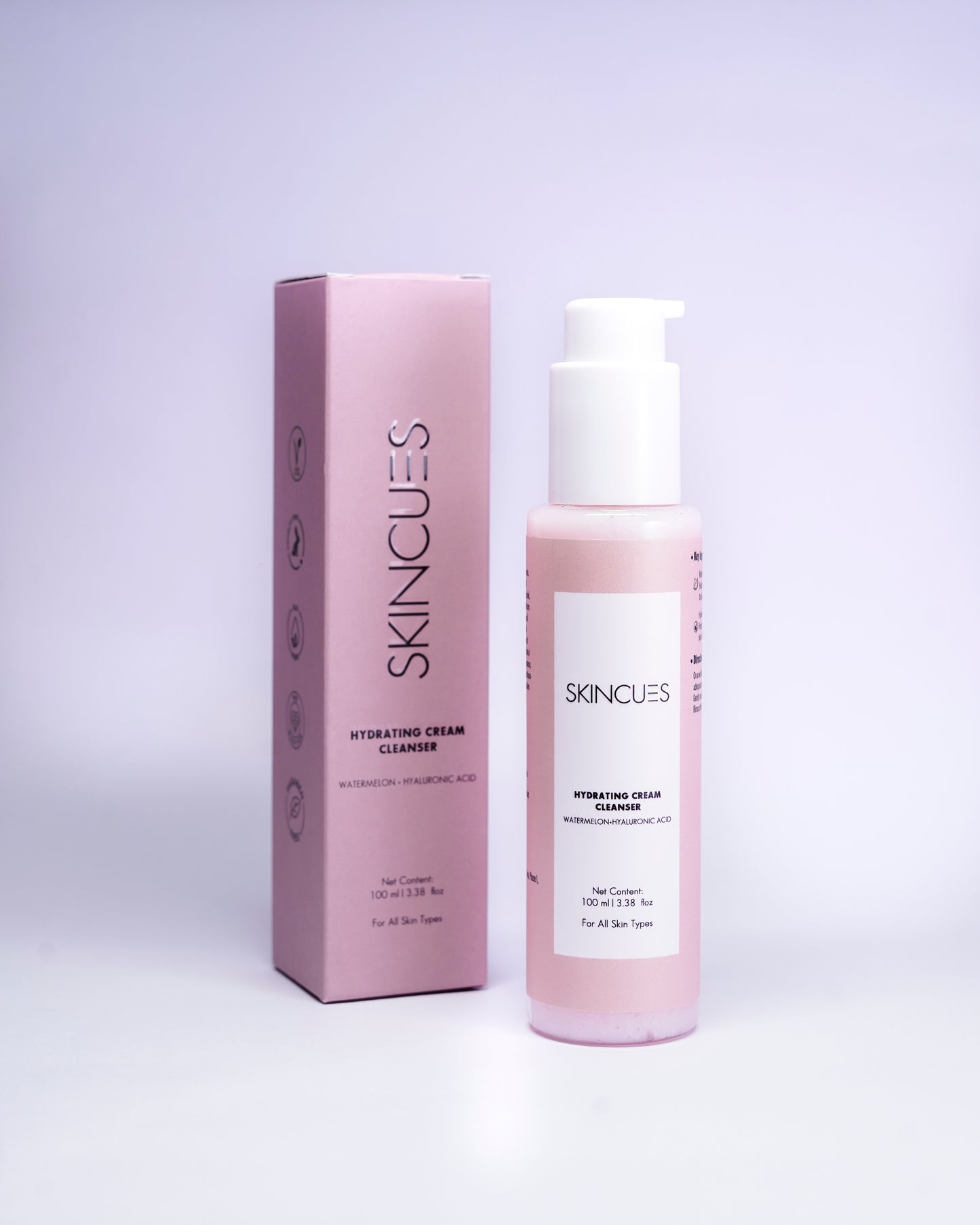 Skincues Hydrating Cream Cleanser For All Skin Types | 100 ML | Enriched with Watermelon extracts & Hyaluronic Acid | Cream to Face Cleanser For Glowing & Refreshing Skin