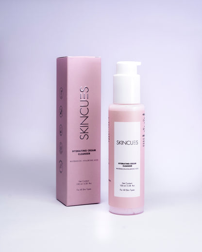Skincues Hydrating Cream Cleanser For All Skin Types | 100 ML | Enriched with Watermelon extracts & Hyaluronic Acid | Cream to Face Cleanser For Glowing & Refreshing Skin