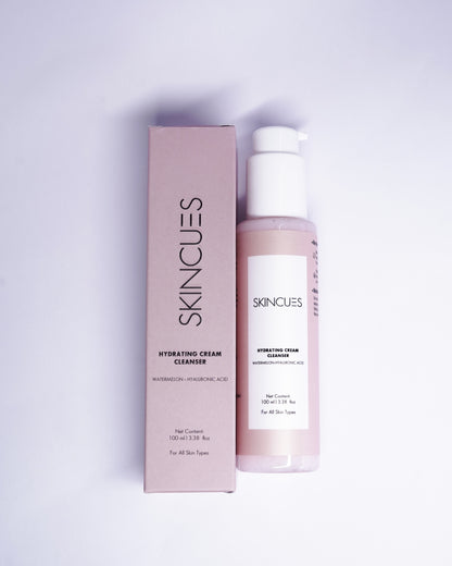 Skincues Hydrating Cream Cleanser For All Skin Types | 100 ML | Enriched with Watermelon extracts & Hyaluronic Acid | Cream to Face Cleanser For Glowing & Refreshing Skin