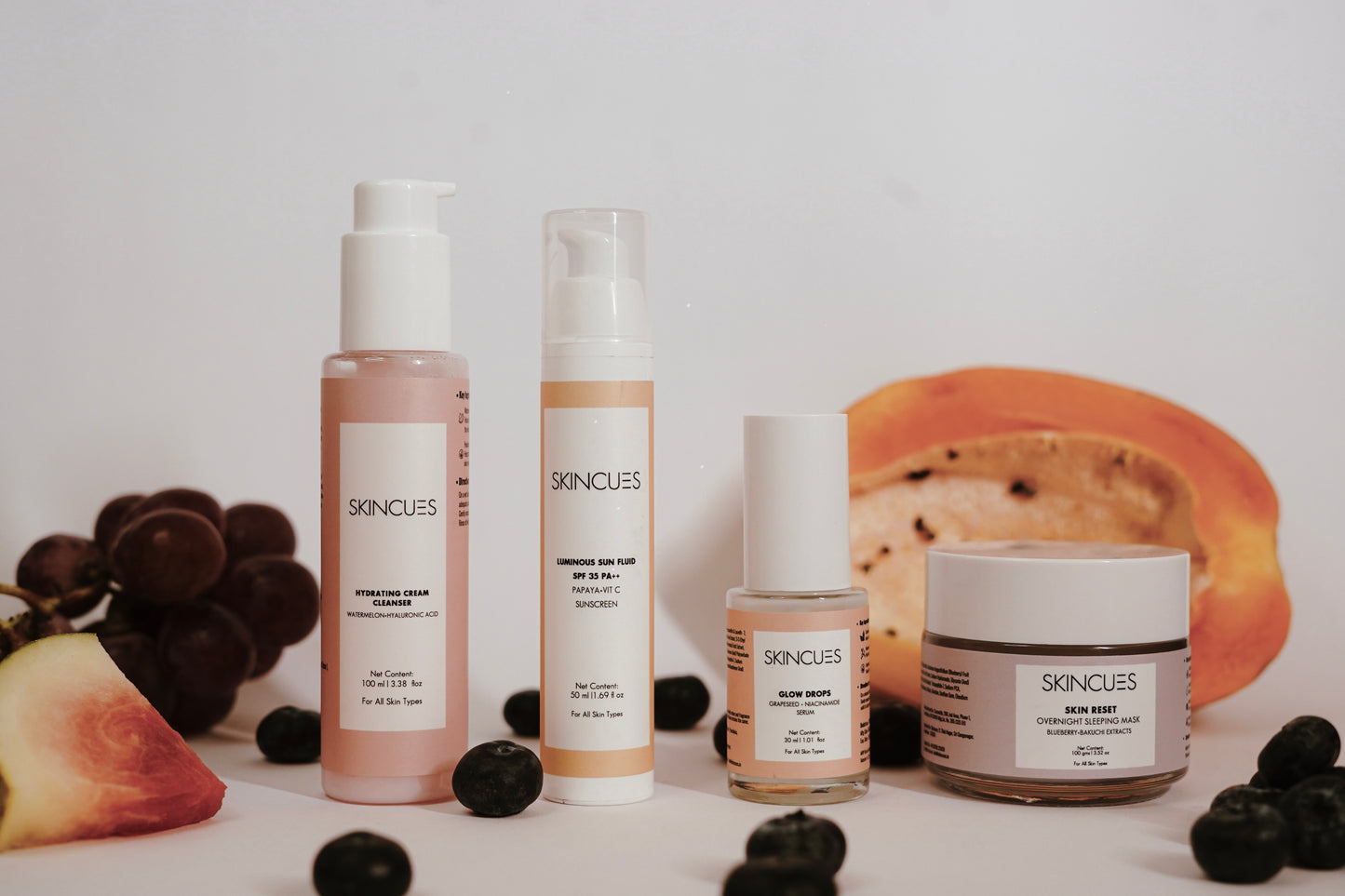 Skincues Essentials| Set of 4| Face cleanser| Sunscreen | Serum | Sleeping mask