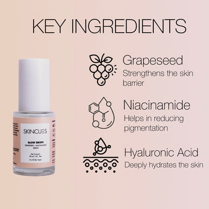 Skincues Glow Drops Grapeseed Niacinamide Face Serum for Men and Women